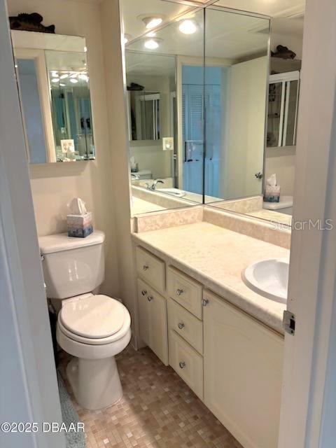 bathroom with toilet and vanity