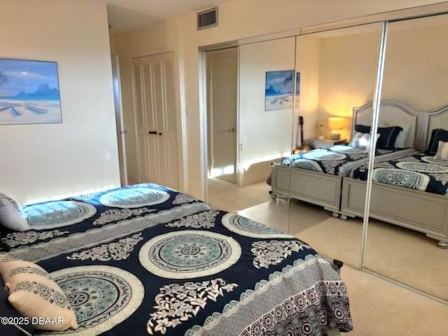 tiled bedroom with visible vents