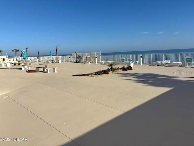 view of water feature featuring a view of the beach