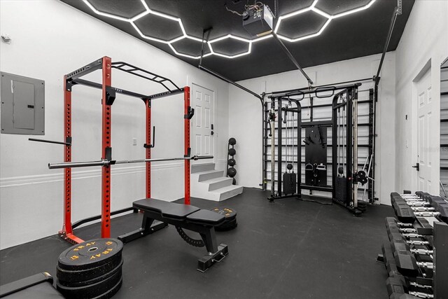 gym with electric panel