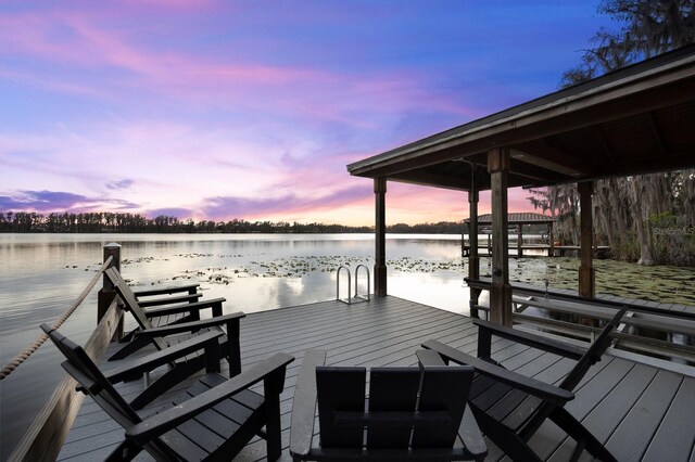 view of dock featuring a water view