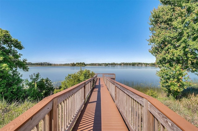 view of dock featuring a water view