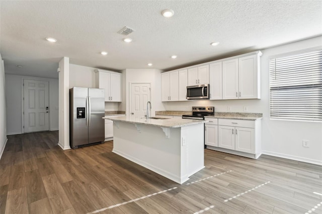 kitchen featuring a sink, visible vents, white cabinets, and appliances with stainless steel finishes