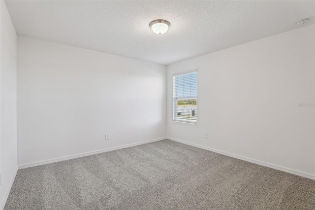 empty room featuring baseboards, carpet, and a textured ceiling