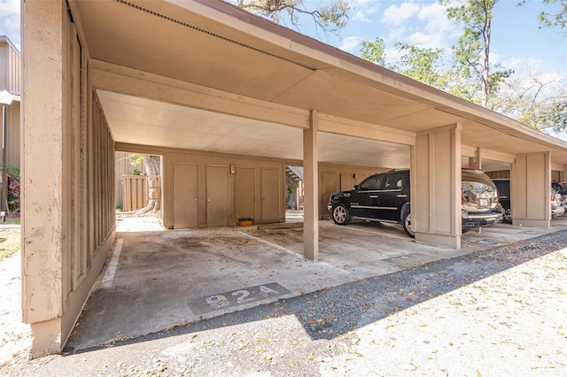 view of covered parking lot