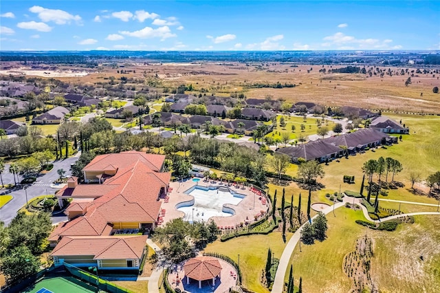 drone / aerial view with a residential view