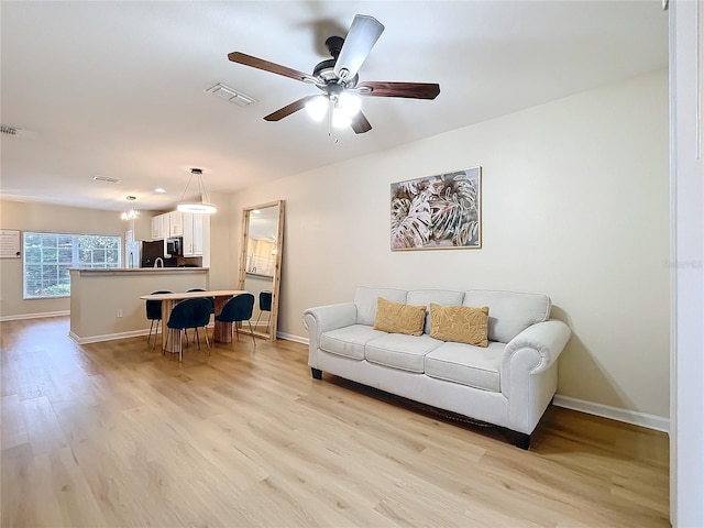 1410 Stockton Dr, Sanford, FL 32771 - living room with light wood-type flooring, visible vents, and baseboards