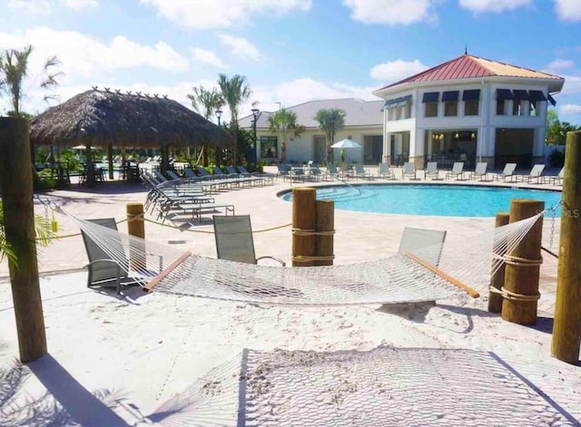 pool featuring a gazebo