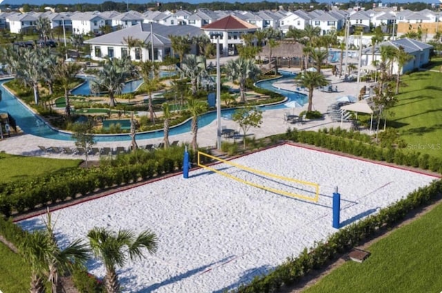 view of community featuring a residential view and volleyball court