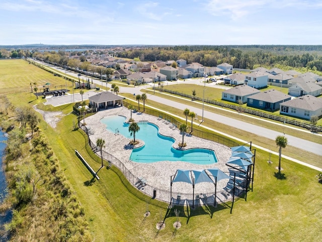 aerial view with a residential view