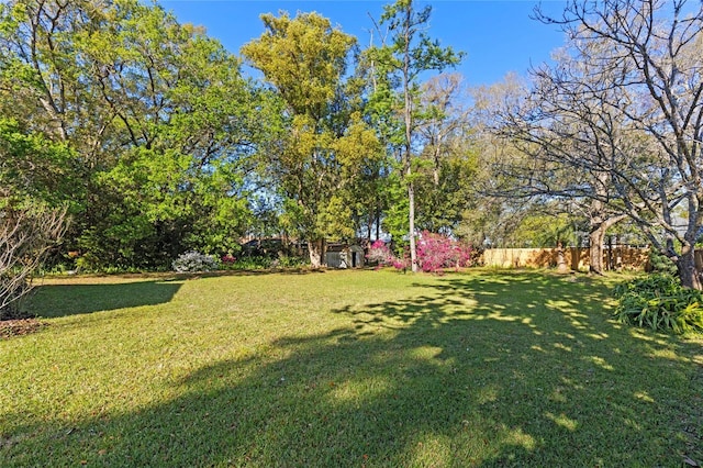 view of yard featuring fence