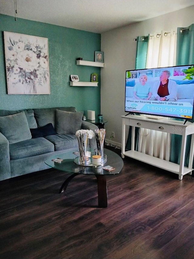 living area featuring wood finished floors