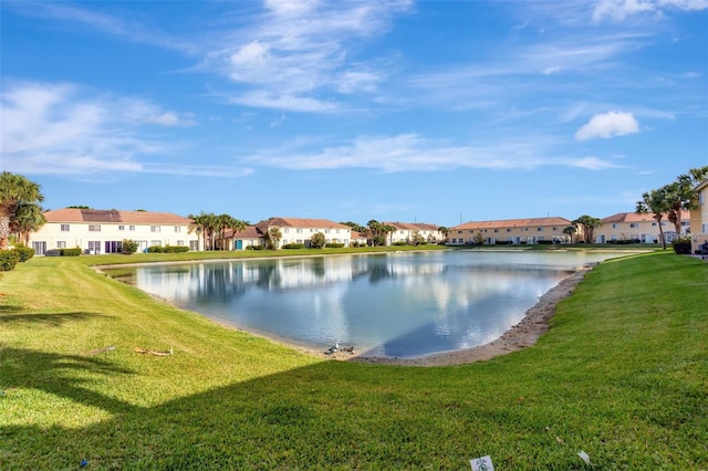 view of water feature with a residential view