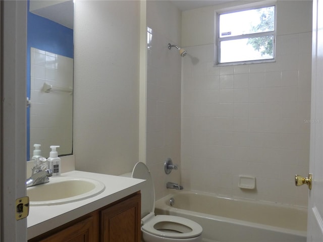 full bathroom featuring vanity, toilet, and shower / bathtub combination