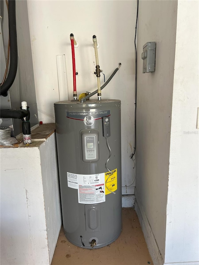 utility room with electric water heater