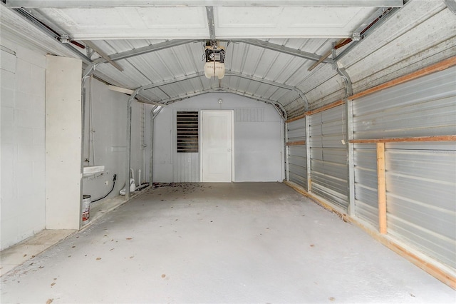 garage featuring metal wall