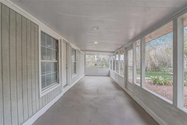 view of unfurnished sunroom