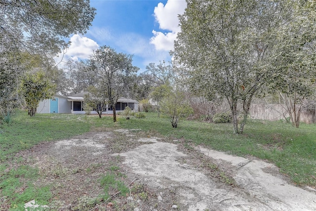 view of yard featuring driveway