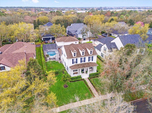 aerial view featuring a residential view