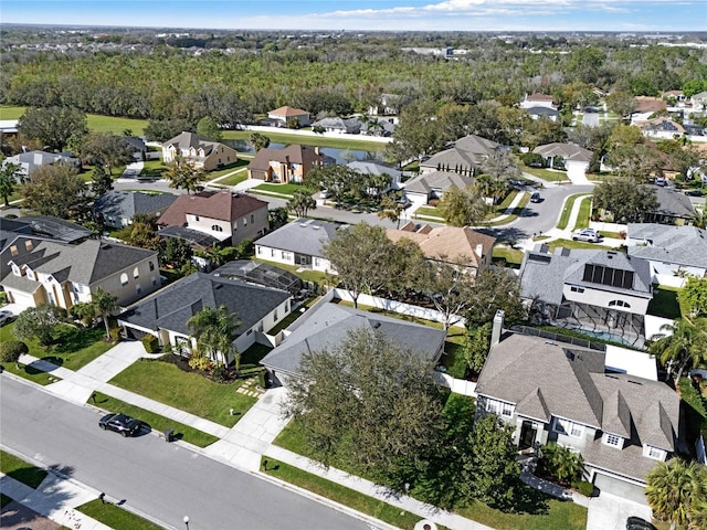 birds eye view of property with a residential view