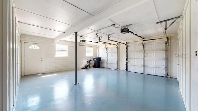 garage with a garage door opener