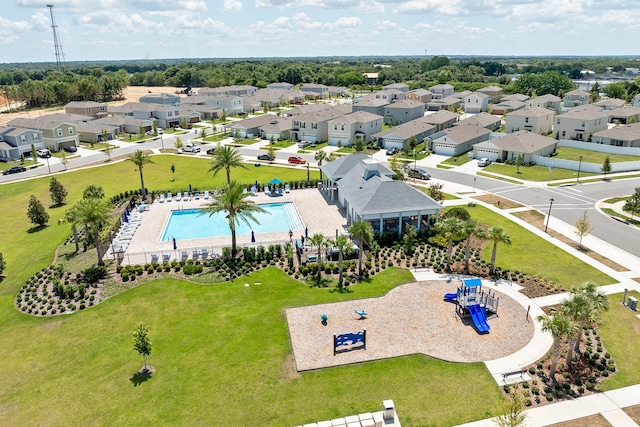 drone / aerial view with a residential view