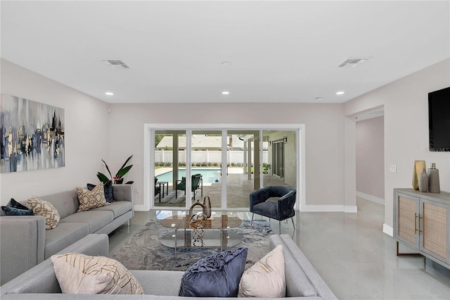 2015 Summerfield Rd, Winter Park, FL 32792 - living area with french doors, recessed lighting, baseboards, and light tile patterned floors