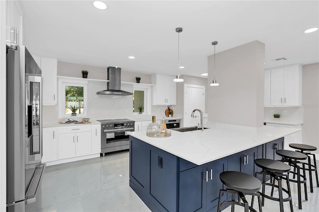 2015 Summerfield Rd, Winter Park, FL 32792 - kitchen with extractor fan, stainless steel appliances, a sink, recessed lighting, and white cabinets