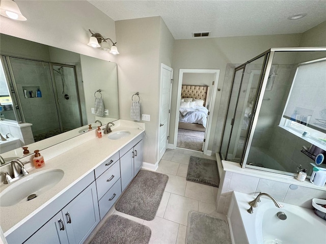 full bathroom featuring a sink, visible vents, and a shower stall