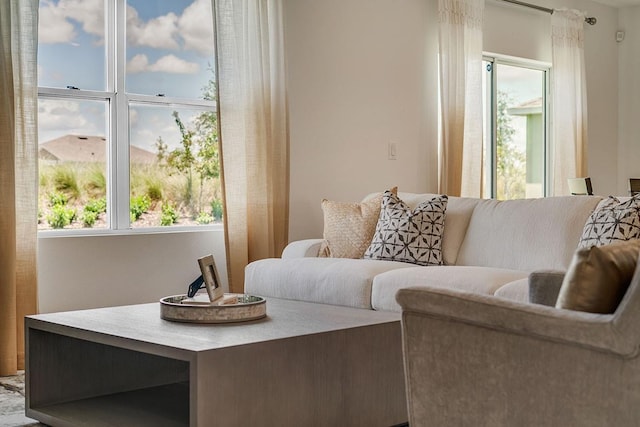 living room with plenty of natural light