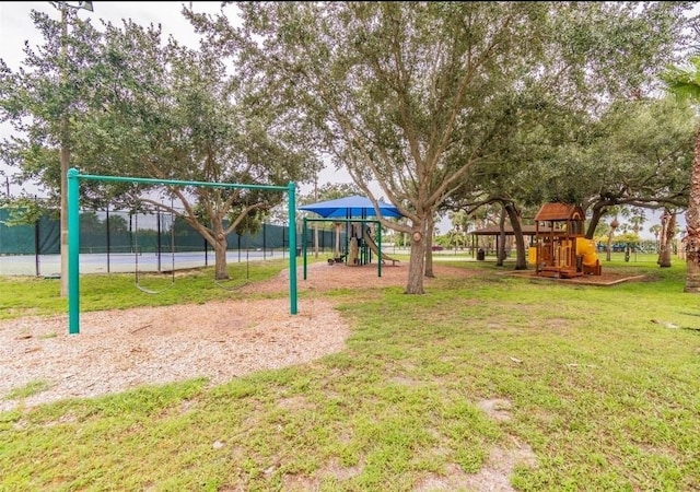 community play area featuring a yard