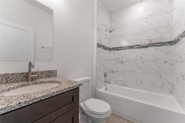 full bath with shower / bathing tub combination, vanity, and toilet