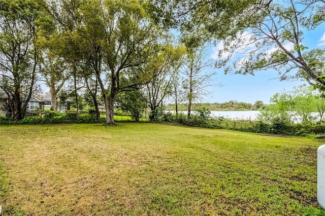 view of yard featuring a water view