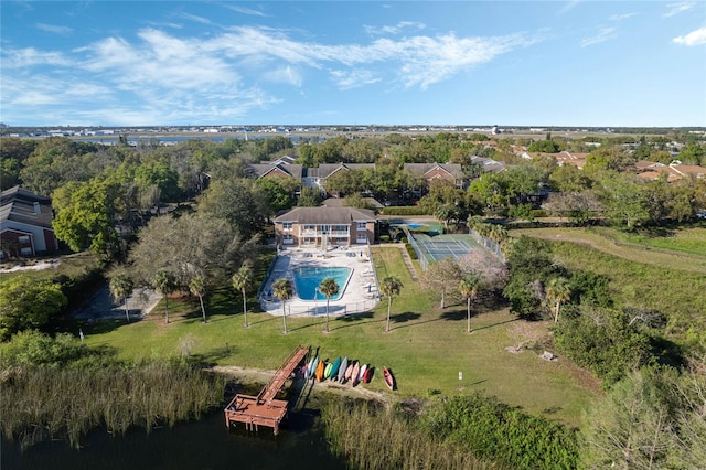 bird's eye view featuring a water view