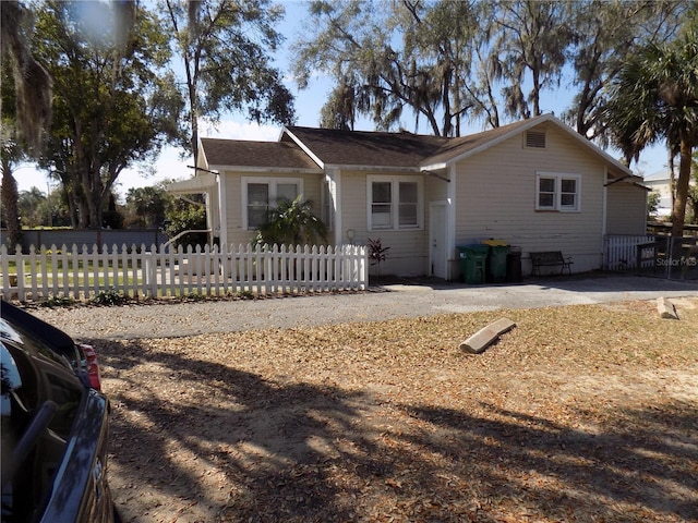 view of front facade with a fenced front yard