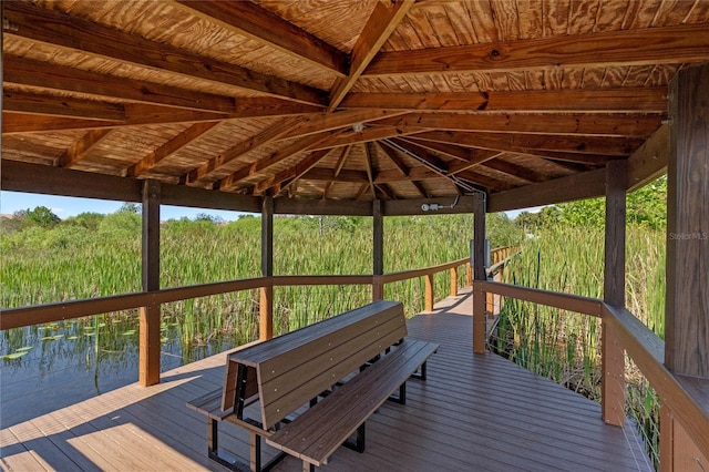 wooden deck with a gazebo