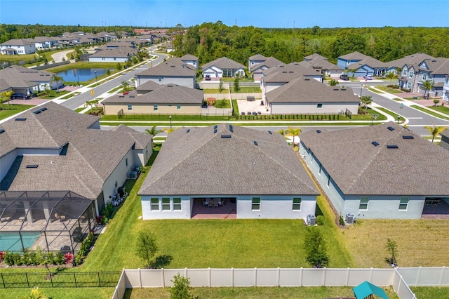 drone / aerial view with a residential view