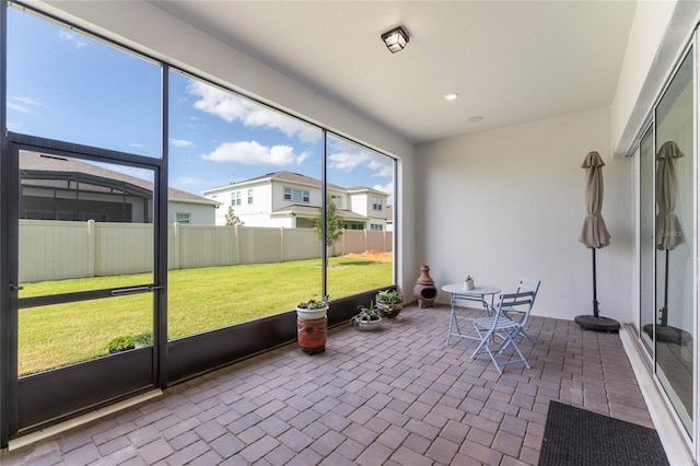 view of unfurnished sunroom