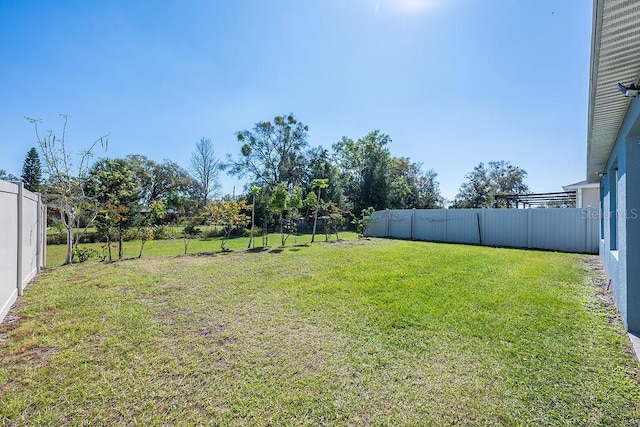 view of yard featuring a fenced backyard