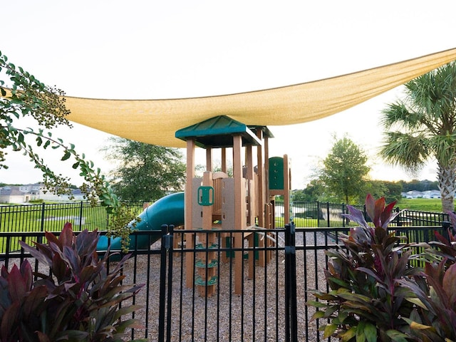 communal playground with fence