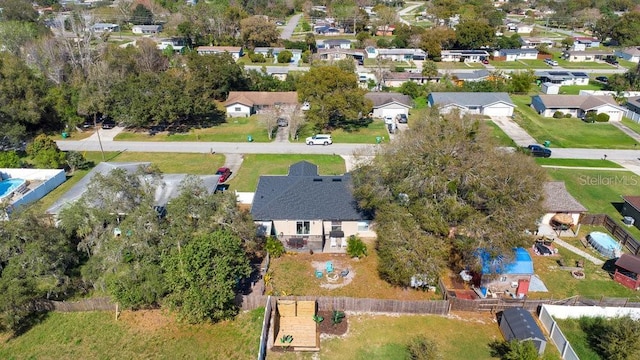 bird's eye view with a residential view