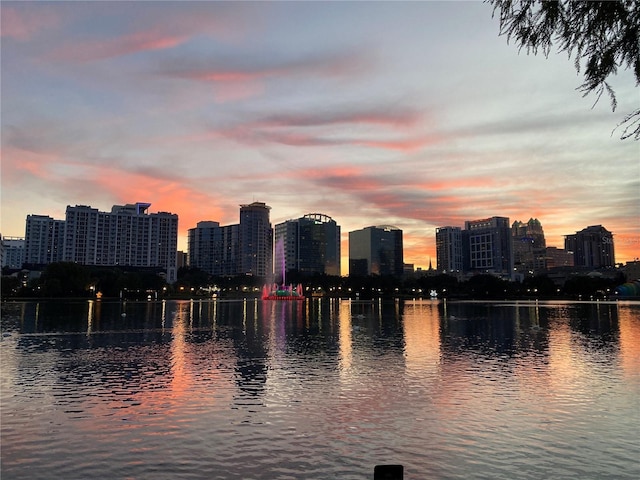 property's view of city with a water view
