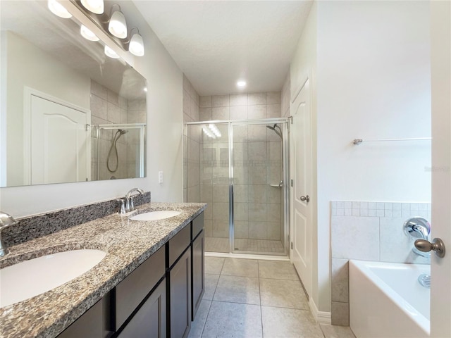 15120 Zenith Ave, Mascotte, FL 34753 - full bath with a bath, a stall shower, a sink, and tile patterned floors