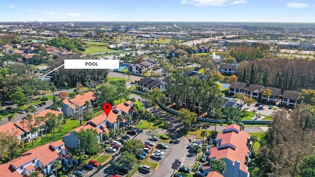 bird's eye view with a residential view