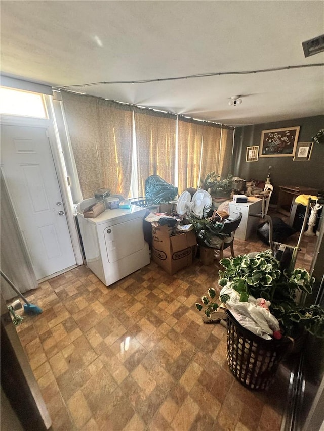 interior space with washer / clothes dryer and visible vents