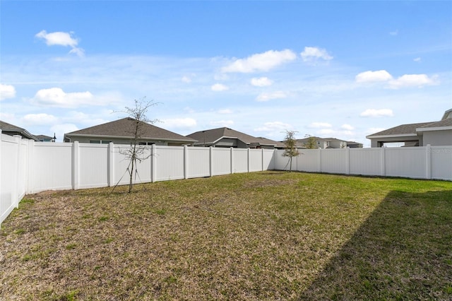 view of yard featuring a fenced backyard