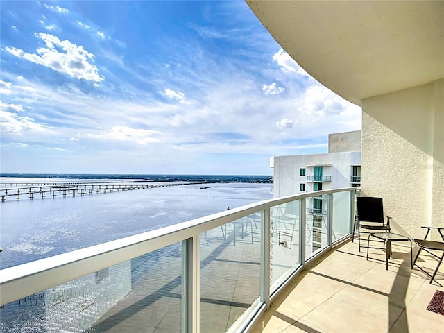 balcony with a water view