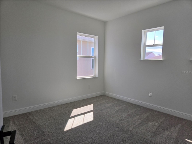 carpeted empty room with baseboards and a wealth of natural light