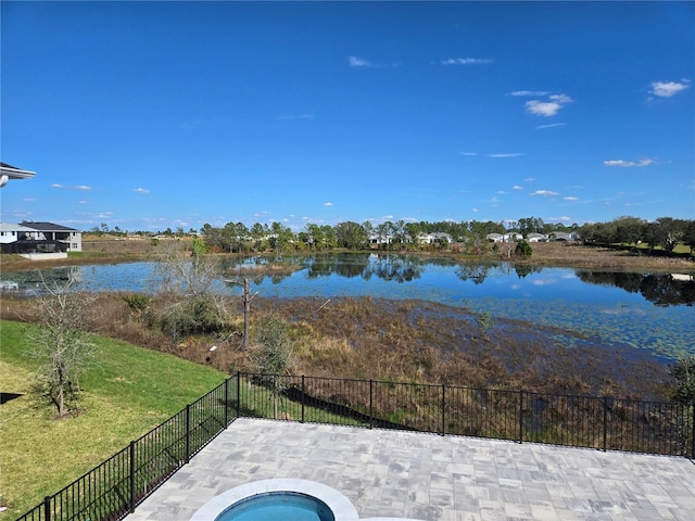 property view of water with fence