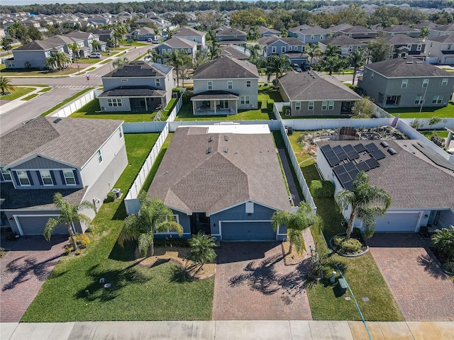 drone / aerial view with a residential view